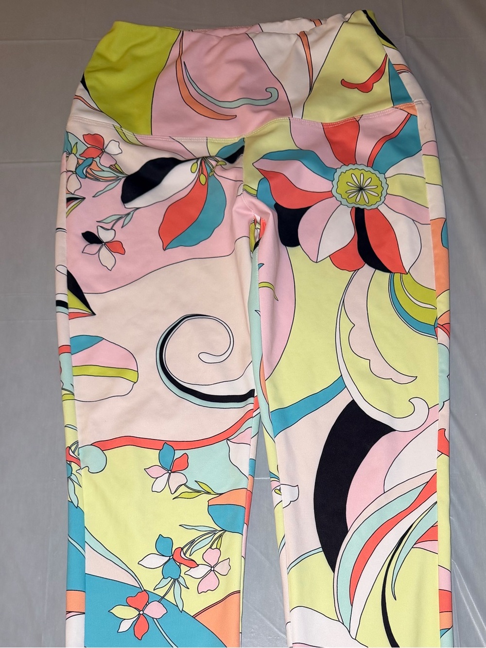 Pastel Floral Abstract Leggings - Pink, Mint & Yellow